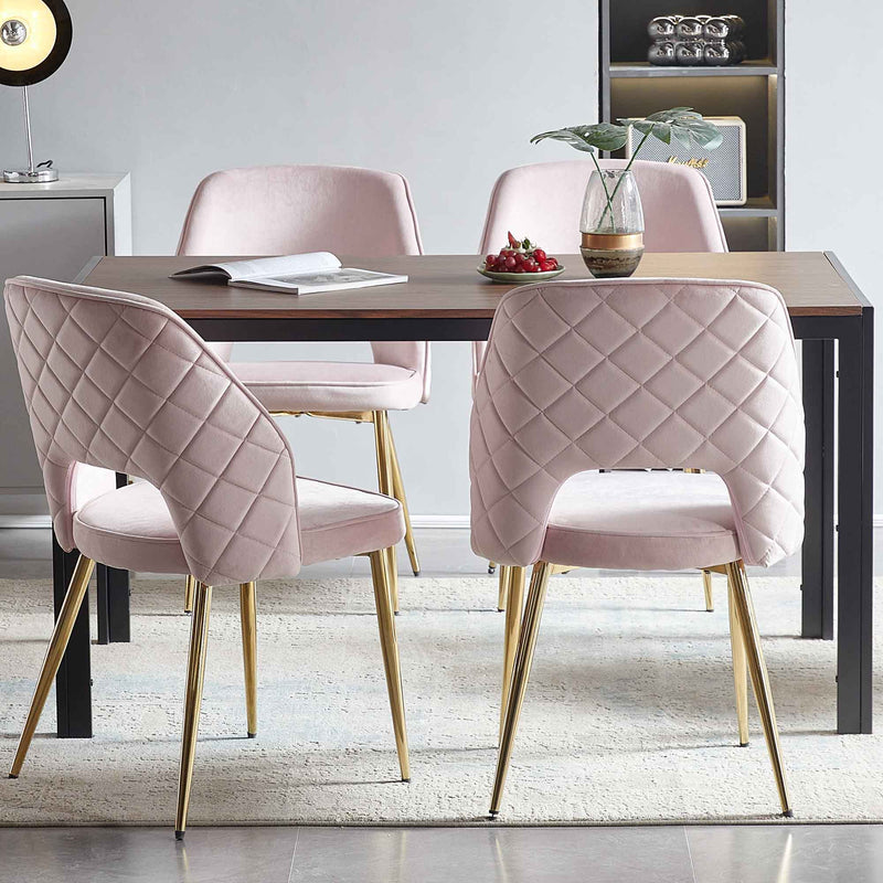 Dining Chairs With Metal Legs And Hollow Back Upholstered Dining Chairs