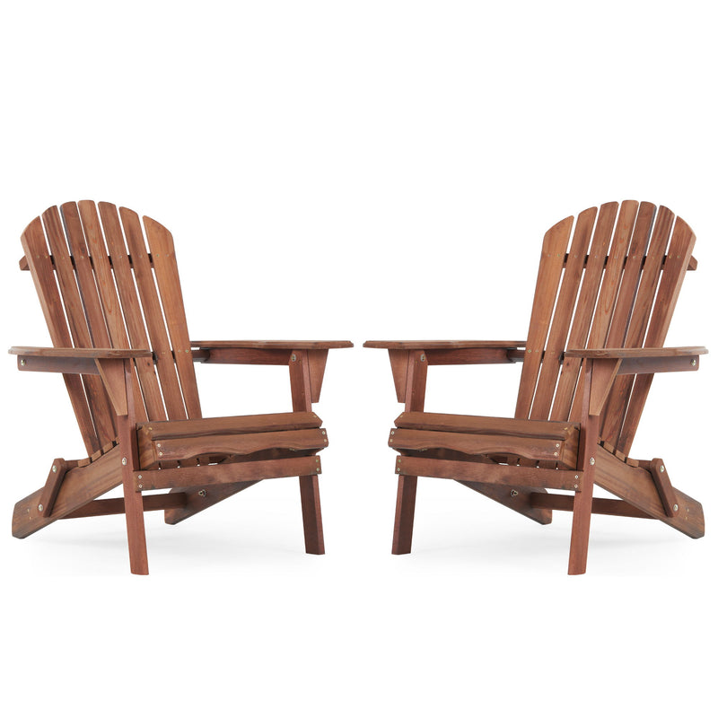 Lounge Patio Chair For Garden Outdoor Wooden Folding Adirondack Chair (Set of 2) Solid Cedar Wood Lounge Patio Chair For Garden