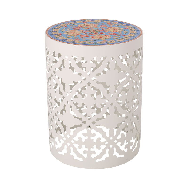 Airy - Outdoor Side Table With Lace Cut Design And Metal Frame