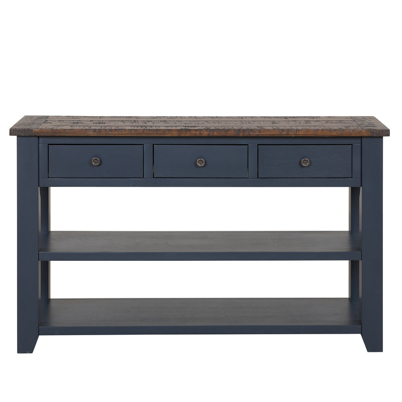 49'' Rectangular Solid 3 Drawer 2 Shelf Console Table - Blue