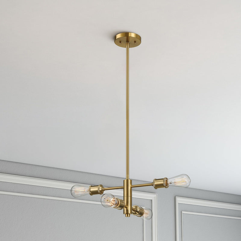 Trellis - 4 Lights Modern Gold Chandelier Vintage Pendant Fixture For Living Room - Clear / Gold