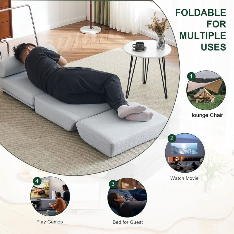 Foldable Single Chair Sofa Bed With Pillow, Easy To Store, Breathable And Wearable