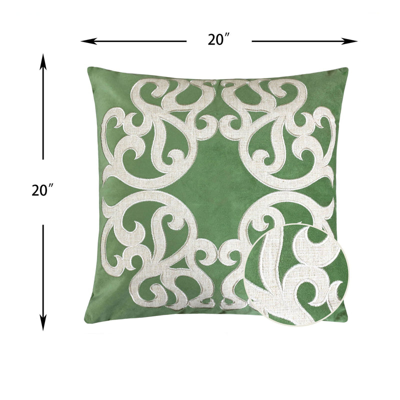 Dora - Vintage Vine Pillow Covers With Hidden Zipper (Set of 2) - Green